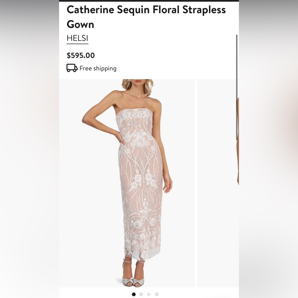 Helsi Catherine Sequin Floral Strapless Gown size small